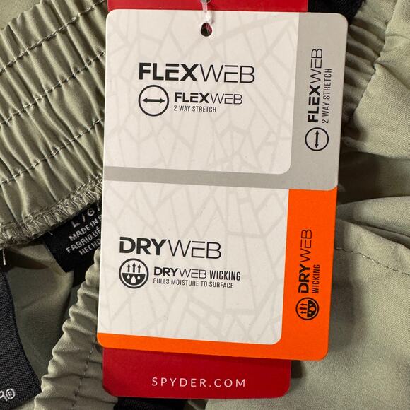 Spyder Large Active Shorts Pull-On Quick Dry Pockets Stretch Lightweight Green - Picture 7 of 11